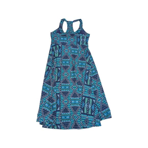 PrAna Cali Quinn Tank Dress Blue Green Geometric Sleeveless Gorpcore Gorp Casual - Picture 2 of 4